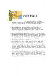 English worksheet: Mesopotamia: Fact Sheet