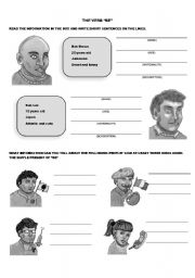 English Worksheet: The Verb BE (simple present)