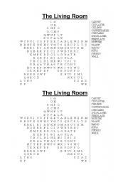 English Worksheet: Living Room Wordsearch 