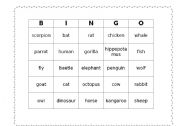 English worksheet: Bingo about animals