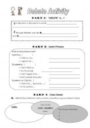 Beginners Debate Activity Worksheet