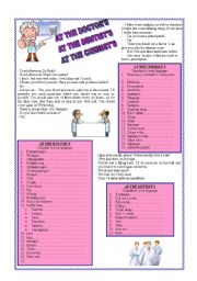 English Worksheet: AT THE DOCTORS / AT THE DENTISTS