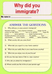 Why Did You Immigrate?