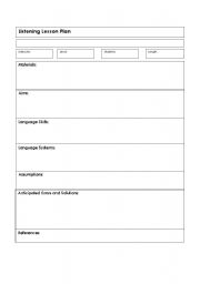 English Worksheet: Lesson Plan Template