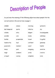 English worksheet: Description of People