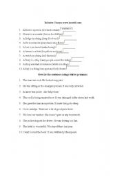 English worksheet: adjective clauses