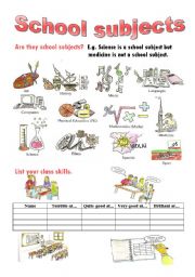 English Worksheet: School subjects