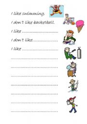 English Worksheet: likes and dislikes worksheet