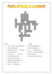 English Worksheet: Parts of body crossword