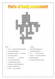 English worksheet: Parts of body crossword