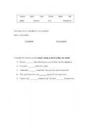 English worksheet: Quantifiers with Countable and Uncountable Nouns