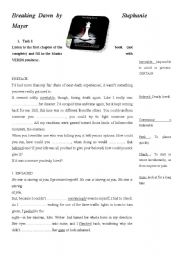 English Worksheet: Breaking Dawn by Stephanie Mayer - listening tast 