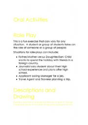 English Worksheet: Oral Activities