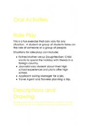 English Worksheet: Oral Activities