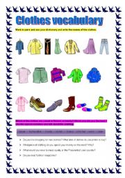 English Worksheet: Clothes Vocabulary