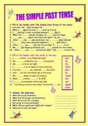 English Worksheet: The Simple Past Tense