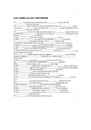 English Worksheet: PAST SIMPLE and PAST CONTINUOUS - Printer friendly