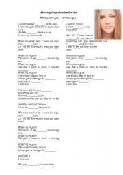 English Worksheet: Song - When youre gone by avril Lavigne