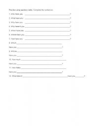 English Worksheet: auxiliary verbs