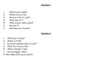 English Worksheet: questions