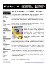 English Worksheet: Reading-Writing activity 2 (TOUR DE FRANCE)