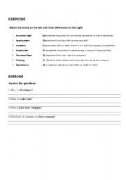 English Worksheet: business english-company vocabulary exercise