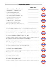 English Worksheet: London Underground Search 1/3