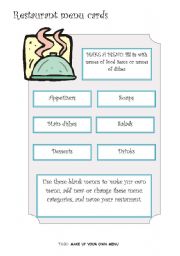 English Worksheet: RESTAURANT MENUS