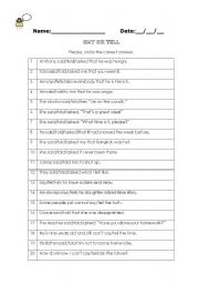 English Worksheet: Say or Tell Quiz