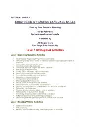 English Worksheet: Strategies in teaching language skills