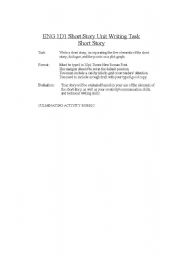 English Worksheet: Short Story Writing Task