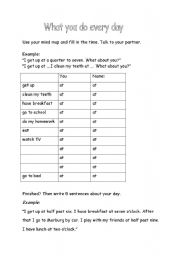 English Worksheet: What you do every day 