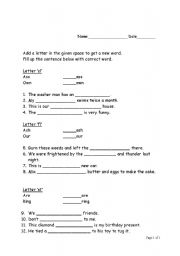 English worksheet: Add game cl, fl, st