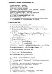 English Worksheet: Article