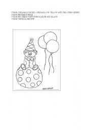 English Worksheet: COLR THE CLOWN