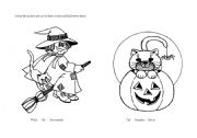 English Worksheet: Halloween - colouring, colours and word practice