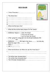 English Worksheet: goldilocks