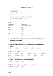 English worksheet: Guide to Magic e