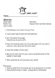 English Worksheet: Seed Sort
