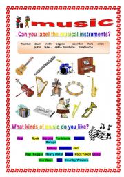 English Worksheet: Musical Instruments