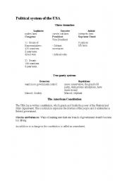 English Worksheet: The Political system of the USA