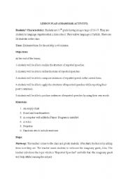 English worksheet: a grammer lesson plan 