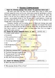 English Worksheet: reading comprehension