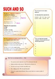 English Worksheet: SUCH AND SO