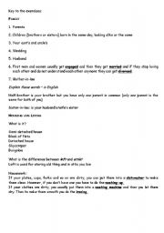 English worksheet: Family and Housig Vocabulary - KEY!!!