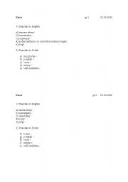 English Worksheet: Short test for revision past and past participle form