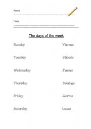 English worksheet: THE DAYS OF THE WEEK