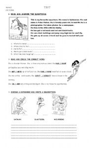 English Worksheet: superheroes- test