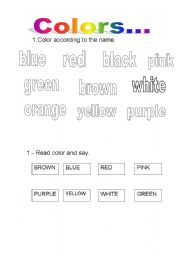 English Worksheet: COLORS