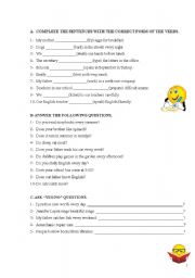 English Worksheet: present simple exercises